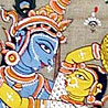 Krishna Embracing Radha - Tussar Silk