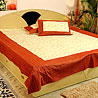 Hand Block Gold Jaal Print Bedcover with Two Pillow Covers