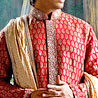 Ethnic Red Dhoti Kurta In Silk