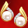 Diamond and Button Pearl Earring