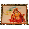 Painting of Village Lady with Wooden Cone Work Frame