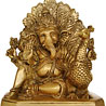 Relaxing Brass Ganesha with Peacock